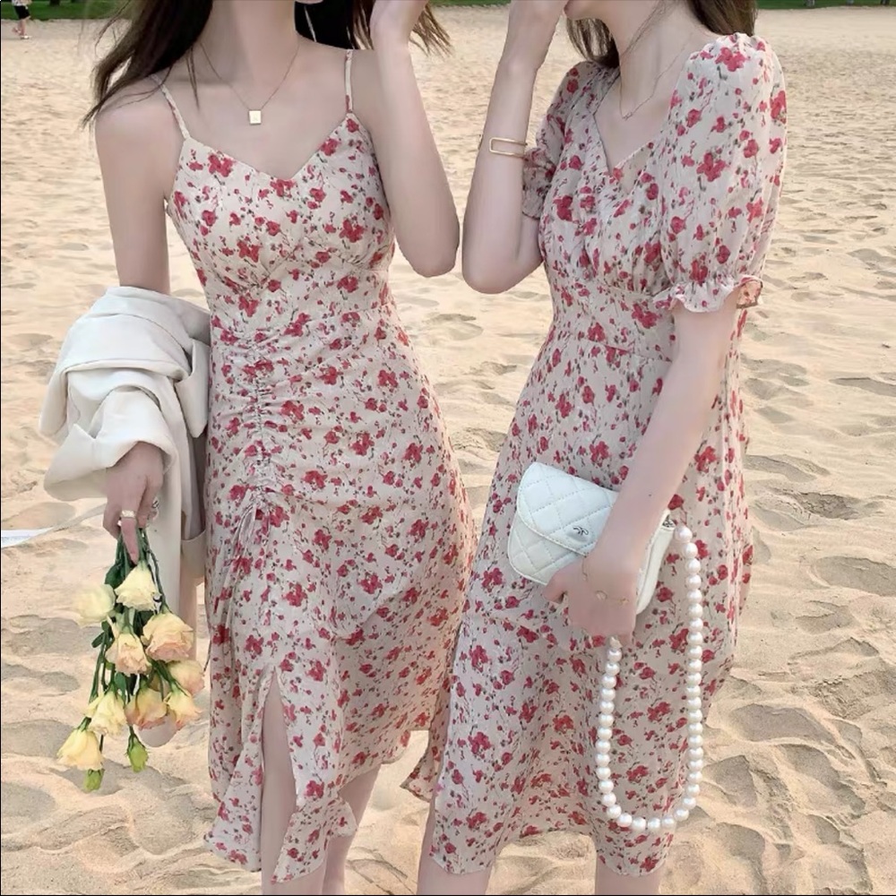 Women's Slit Sling Floral Dress